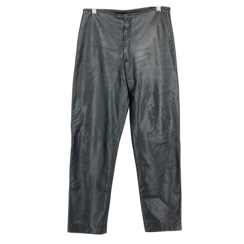 Vintage Liz Roberts Robert Elliot Leather Pants Womens Sz 28" Black Tapered Leg